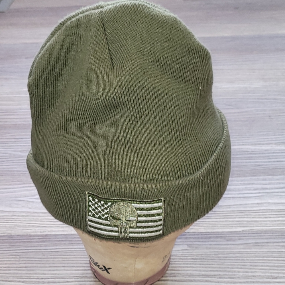 Hightland Tatical Embroidered Punisher Skull & Flag Olive Green One Size Fit All